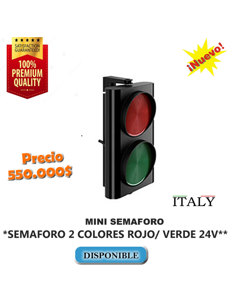 MINI SEMAFORO ITALIANO  2 COLORES ROJO/VERDE 24V