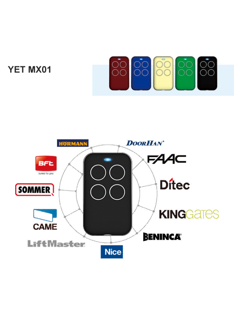 CONTROL REMOTO YETMX01 MULTIFRECUENCIA COMPATIBLE BFT