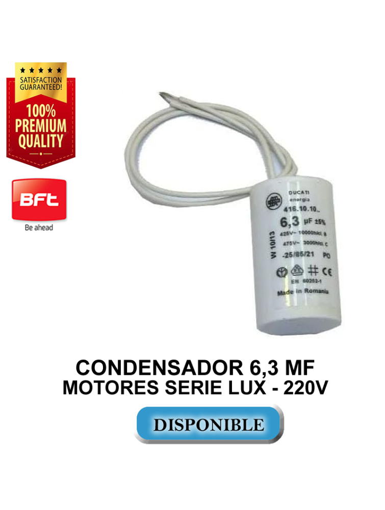 CONDENSADOR 6,3 MF MOTORES SERIE LUX - 220V