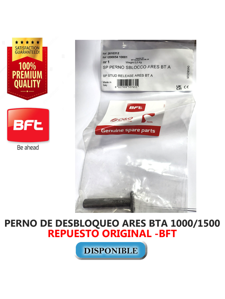 PERNO DE DESBLOQUEO MOTORES ARES BTA 1000/1500KG- BFT