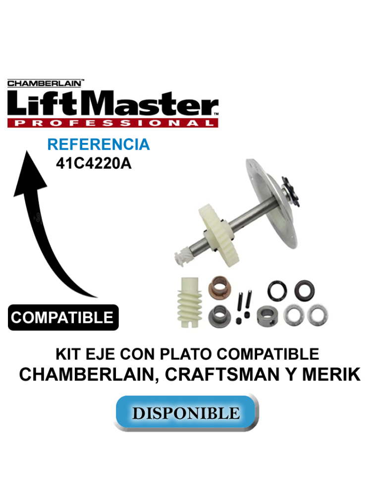 KIT EJE CON PLATO COMPATIBLE CHAMBERLAIN, CRAFTSMAN Y MERIK