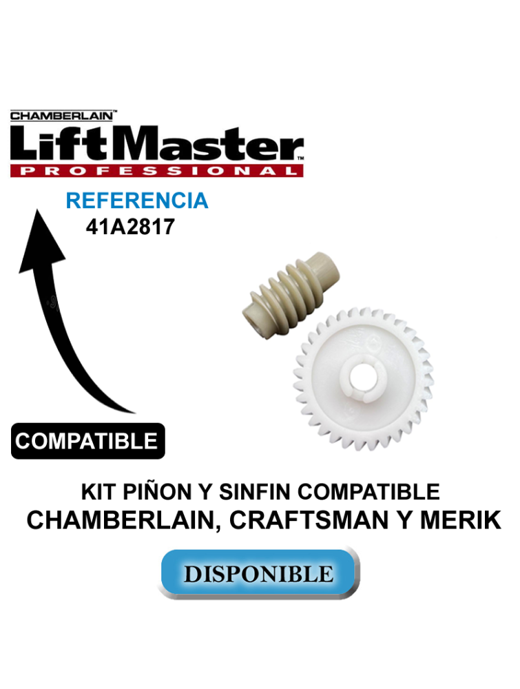 KIT PIÑON Y SINFIN COMPATIBLE CHAMBERLAIN, CRAFTSMAN Y MERIK
