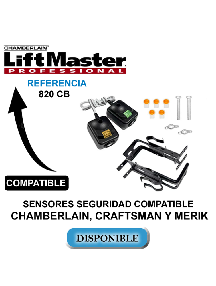 SENSORES SEGURIDAD COMPATIBLE  LIFTMASTER, CHAMBERLAIN, CRAFTSMAN Y MERIK